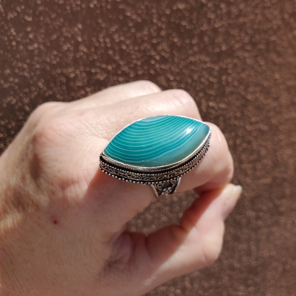 New Huge Botswana Agate 925 Silver Statement Ring. - Picture 2 of 9